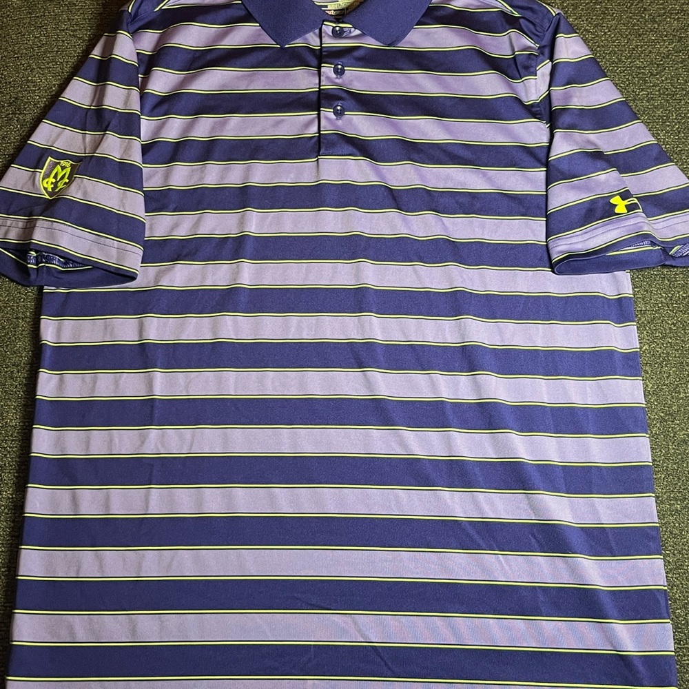 Under Armour Purple And Green Stripe Golf Polo Meadowbrook Country Club Men’s M